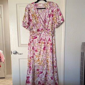 MELLODAY Floral Maxi Dress in Pink and Yellow